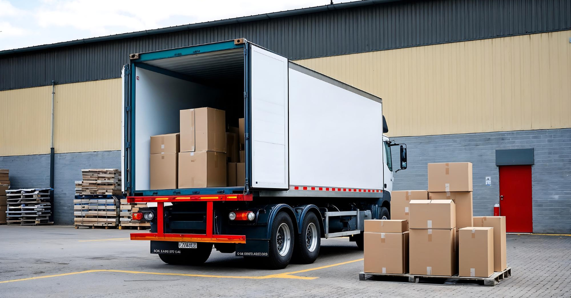 Moving truck loaded with packed boxes at warehouse location – Moving Pro Dallas